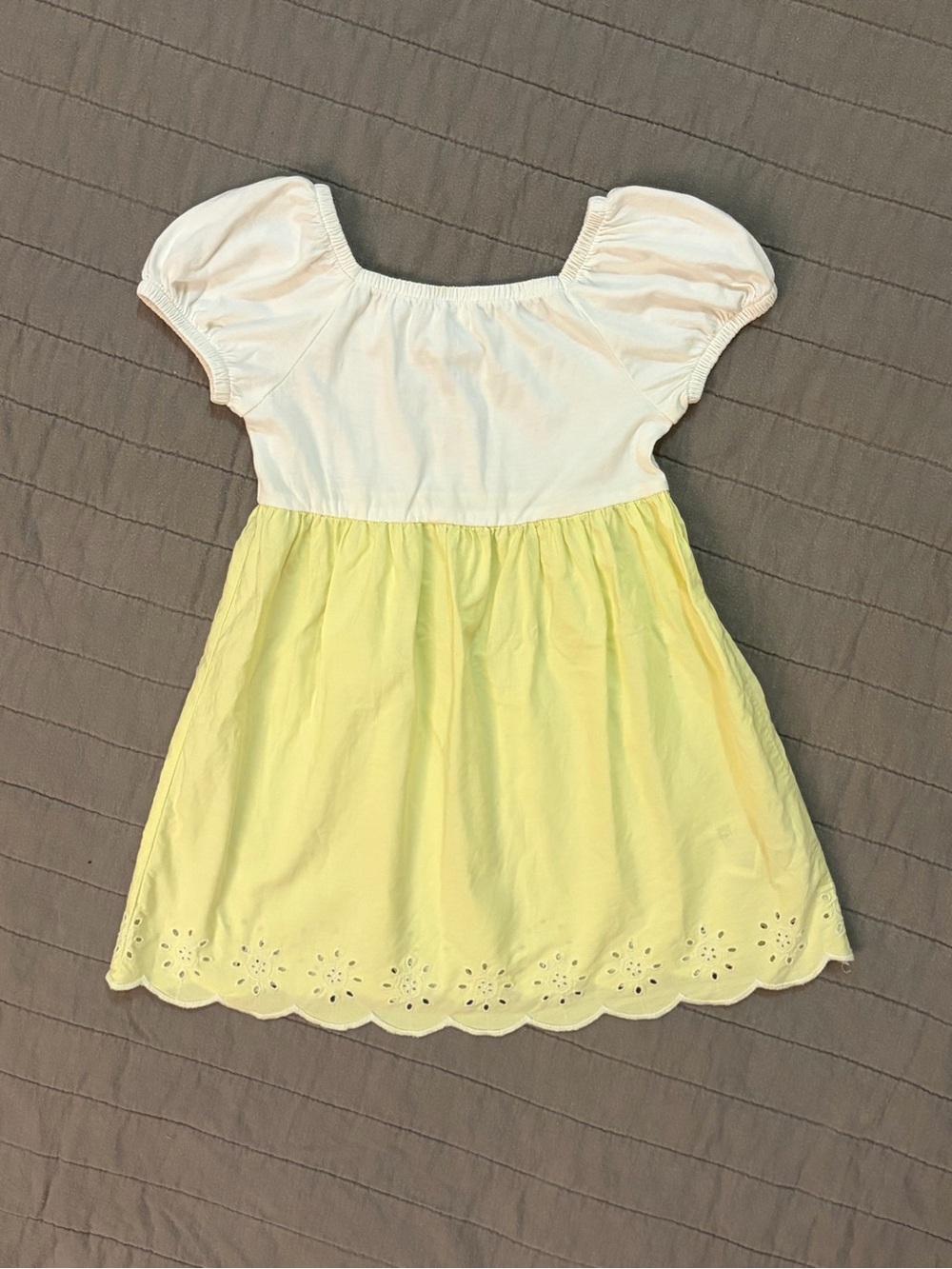 Girls 3T ~ baby GAP ~ White Puff-Sleeve Top with Pale Yellow Eyelet Skirt Dress